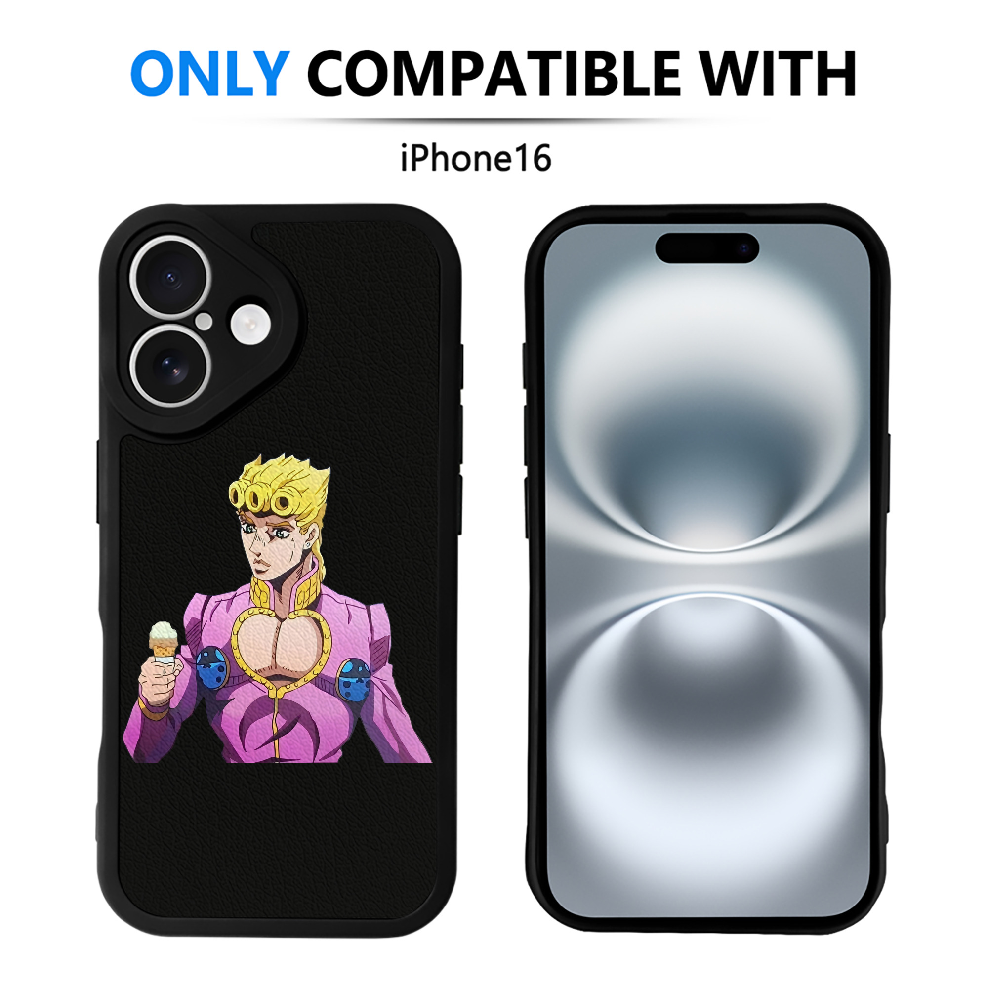 （画像用） ジョジョの奇妙な冒険 ジョルノ?ジョバァーナ JoJo's Bizarre Adventure Giorno Giovanna 【iPhone 16シリーズ対応】シリコンスマホケース（レザー調） 材質：シリコン